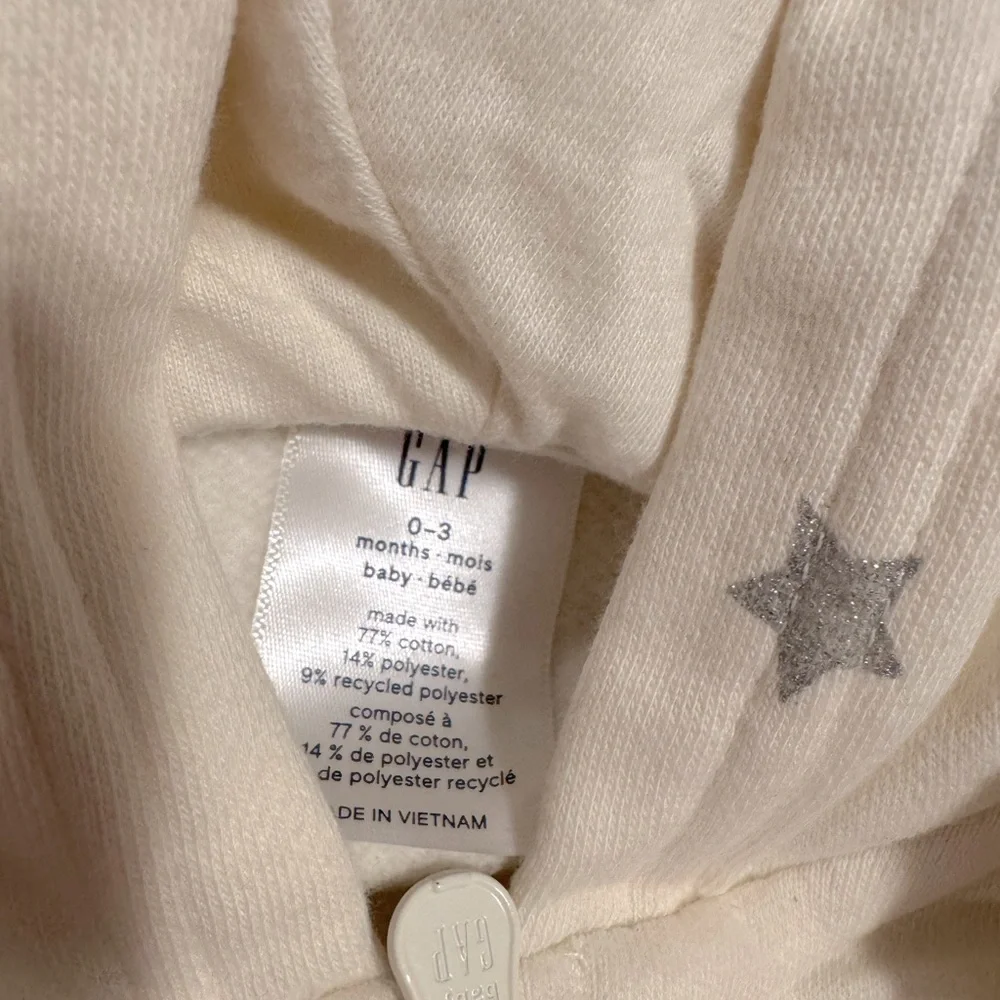 NWT GAP BabyGap Logo Zip Hoodie with Multicolor Stars 0-3 Months